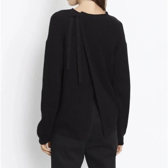 Vince Black Cashmere Blend Crossover Tie Back Sweater SZ XS - Picture 7 of 13